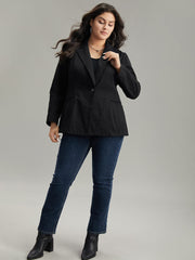 Plain Gathered Suit Collar Button Fly Blazer