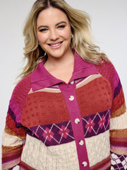 Boho Pattern Jacquard Knit Cardigan