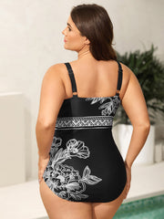 Floral Pattern Ruched One-Piece Swimsuit