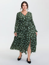 Silhouette Flower Tiered Belted Maxi Dress