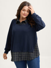 2-in-1 A-line Plaid Sweater Shirt Top