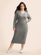 Solid Knit Zipper Midi Dress