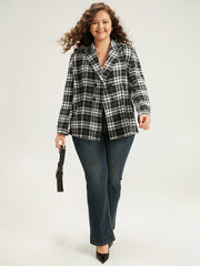 Plaid Suit Collar Button Fly Blazer