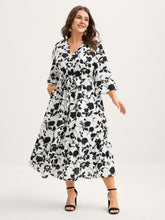 Floral Print Cut-Out Belted Midi Dress
