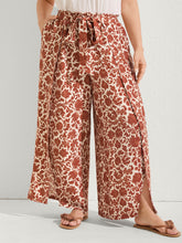 Boho Overlap Slit Belted Wide-Leg Pants