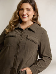 Textured Fringe Button Down Jacket