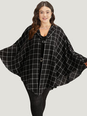 Plaid Buckle Detail Cape Kimono