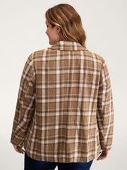 Plaid Pattern Button-Front Blazer