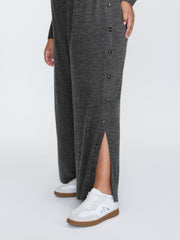 Stretchy Button Placket Wide-Leg Jumpsuit