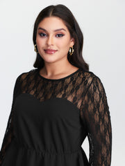 Sheer Lace Crisscross Plain Top