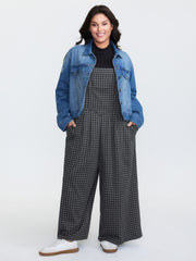 Checkered Pattern Pleated Jumpsuit