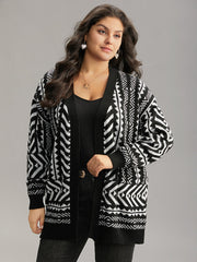 Bandana Print Open Front Loose Cardigan
