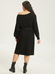 Supersoft Essentials Boat Neck Belted Sweater Dress