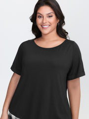 Plaid Pattern Split Back Knit Top