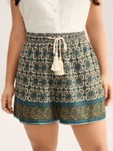 Boho Print Tassel Straight-Leg Shorts