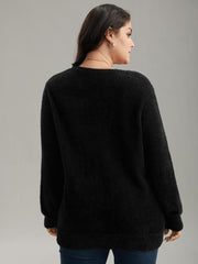 Floral Embroidered Fuzzy Open Front Cardigan