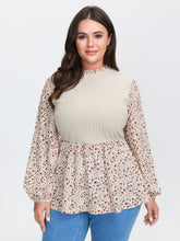 Floral Print Layered Ribbed Knit Top