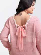 Scalloped Neckline Back-Tie Pullover