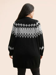 Bandana Geometric Raglan Sleeve Cardigan