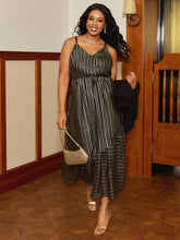 Shimmery Adjustable Gold Stamped Maxi Dress