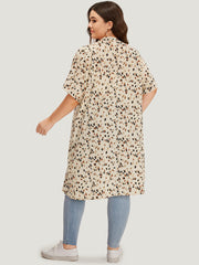 Allover Print Open Front Dolman Sleeve Kimono