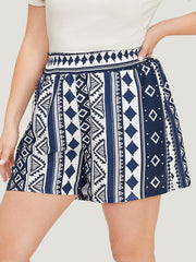 Bandana Shirred Waist Pocket Shorts