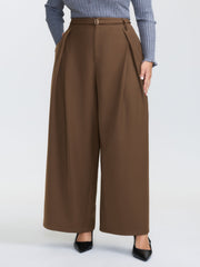 Belted Side Pleated Adjustable Pants