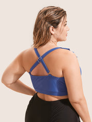 Plain Keyhole Ruffle Trim Swim Top