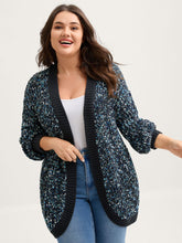 Abstract Textured Cuvy Hem Knit Cardigan