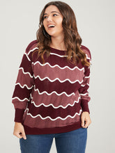 Colorblock Contrast Pointelle Knit Water Ripple Knit Top