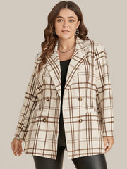 Plaid Suit Collar Button Down Pocket Blazer