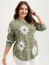 Floral Jacquard Curvy Hem Pullover