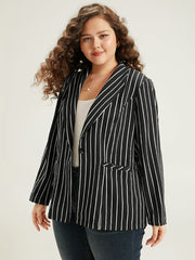 Striped Suit Collar Button Up Blazer