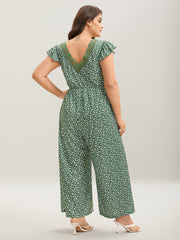 Floral Print Backless Ruffled Jumpsuit