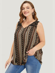 Bandana Print Tassels Lace Tank Top