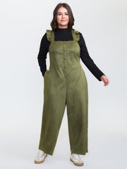 Suede Adjustable Ruffled Jumpsuit