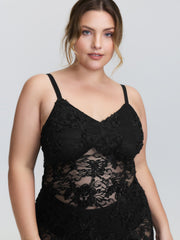 Sheer Floral Lace V-Neck Lounge Dress