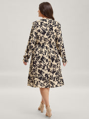 Silhouette Floral Neck-Tie Midi Dress