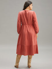 Solid Lace Panel Wrap Patchwork Dress