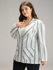 Striped Suit Collar Pocket Blazer