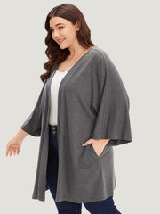 Supersoft Essentials Plain Open Front Pocket Batwing Sleeve Kimono