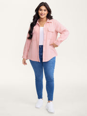 Chest Flaps Textured Button-Down Jacket