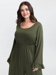 Ruffled Hem Scoop Neck Everyday Jumpsuit