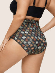 Bandana Print Gathered High Rise Swim Bottom