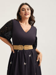 Gold-Tone Hand Woven Wide Belt