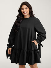 Sleeve-Tie Relaxed-Fit Knee-Length Dress