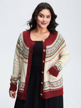 Fair Isle Button-Front Pockets Cardigan