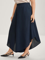 Sheer Lace Petal Hem Wide-Leg Pants