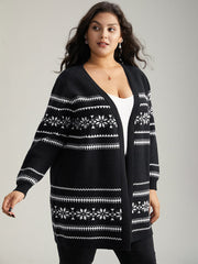 Anti-Pilling Bandana Print Elastic Cuffs Cardigan