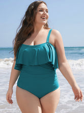 Ruffle Trim Sculpt Waist Ruched Front One Piece Swimsuit